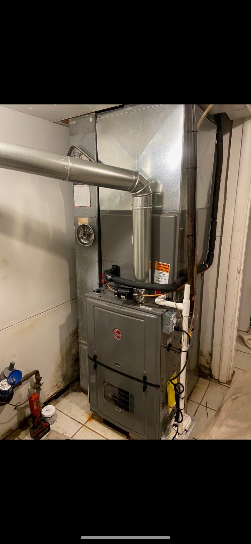 Rheem furnace with sheet-metal ductwork installed by ChillTech