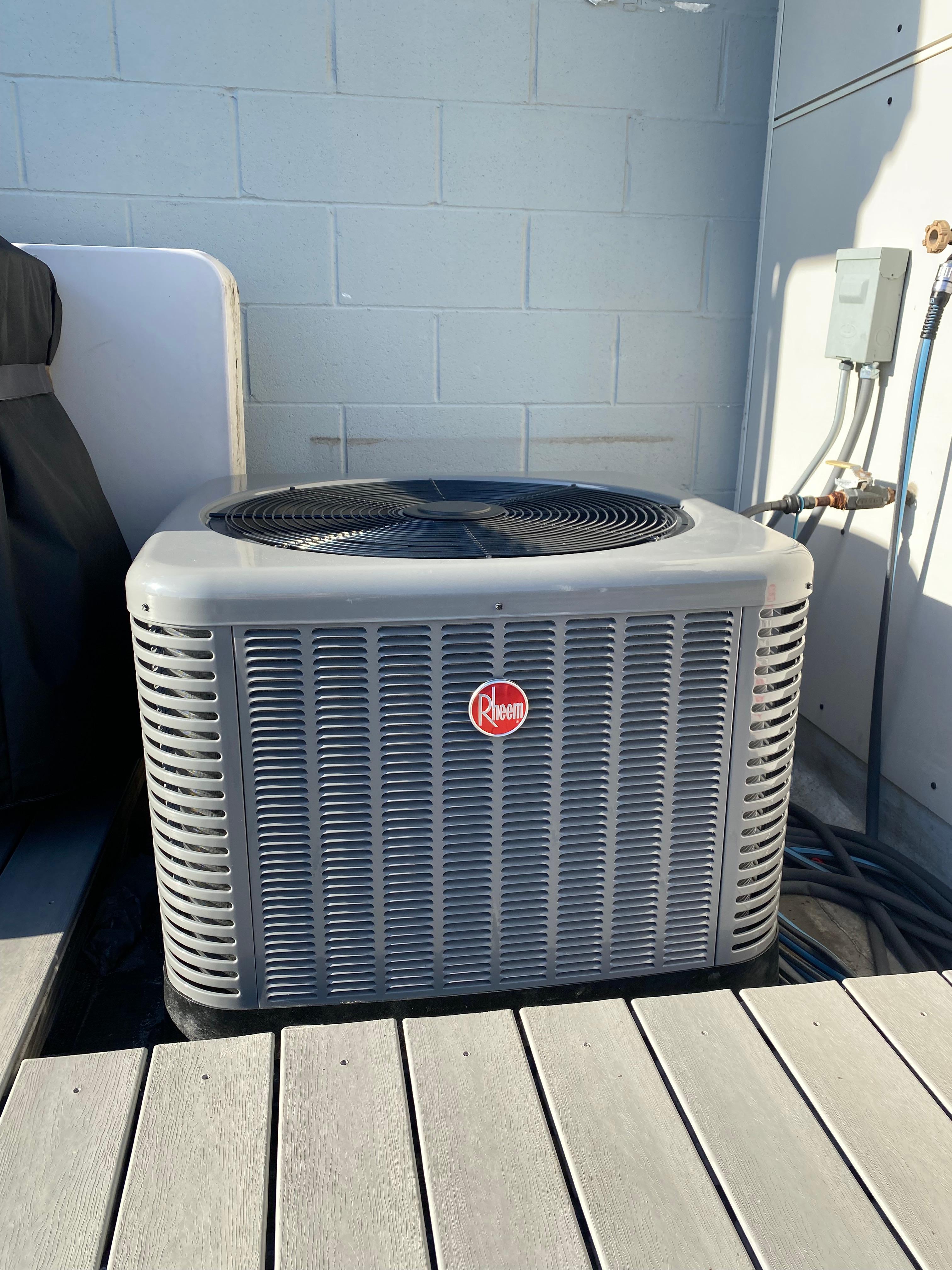 Outdoor Rheem air conditioner installed by ChillTech